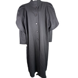 Vintage Komitor Black Wool 2XL Coat Draped Cape Shoulders L Made in USA
